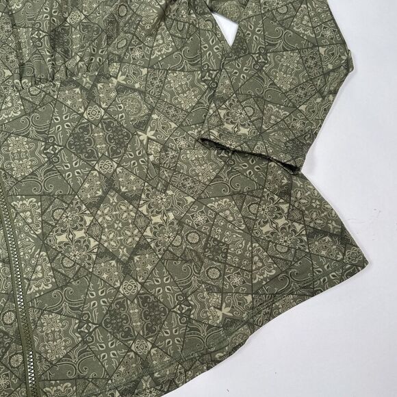 Soft Surroundings Jacket Size XL Petite Green Full Zip Ruched Geometric - Picture 3 of 9